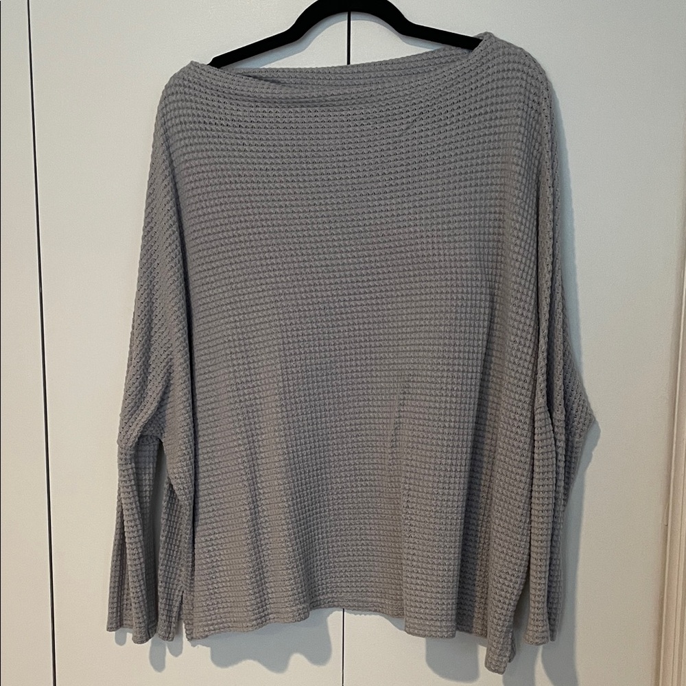 Gray Waffle Knit Women's Top